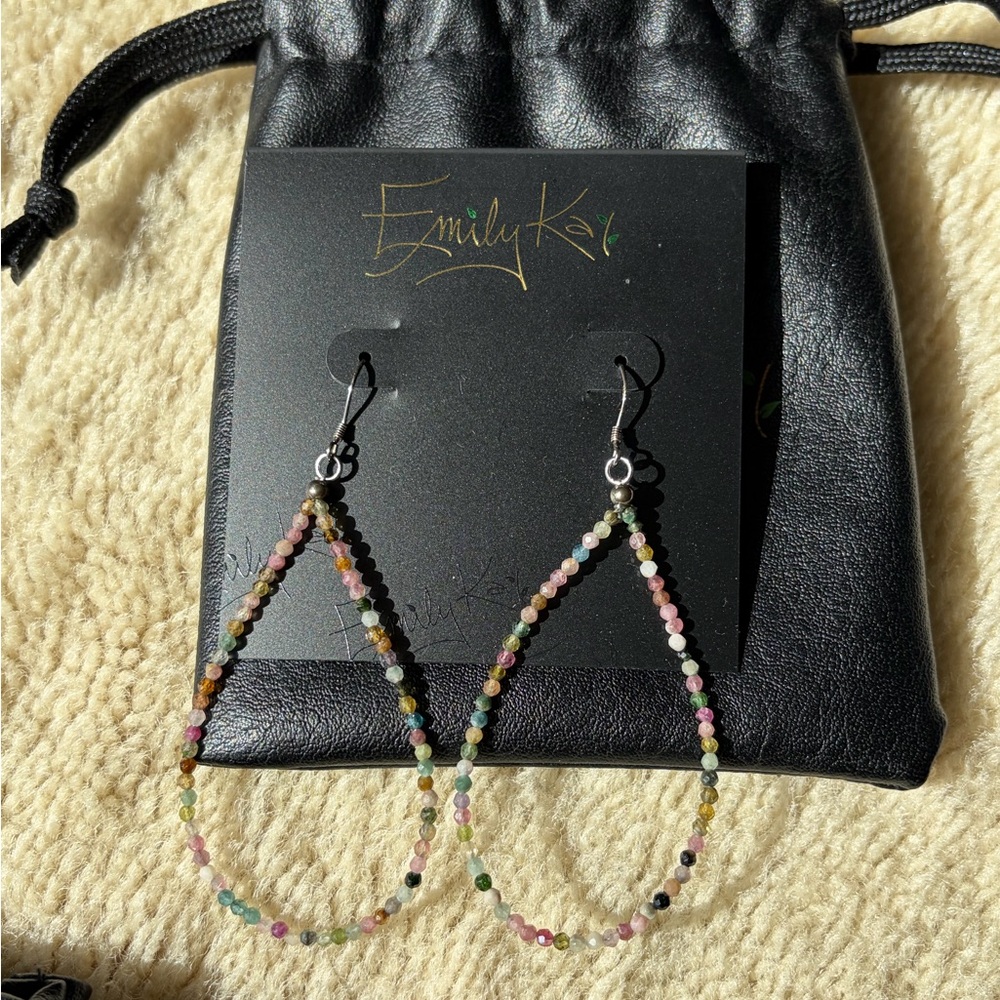Emily Kai Watermelon Tourmaline Gemstone Hoop Earrings